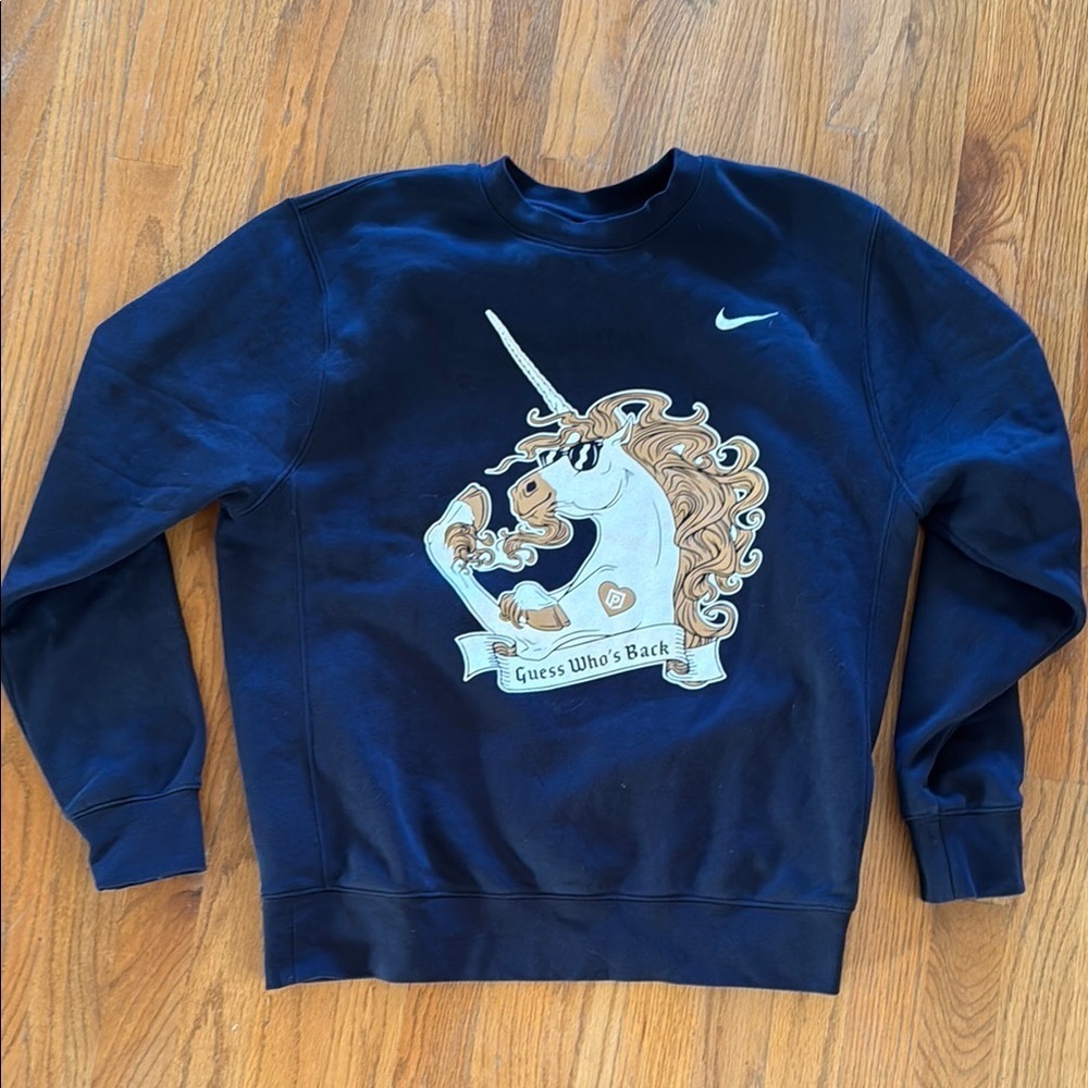Nike Sweatshirt Men's Gundam Unicorn Blue Sweatshirt Crewneck Size M